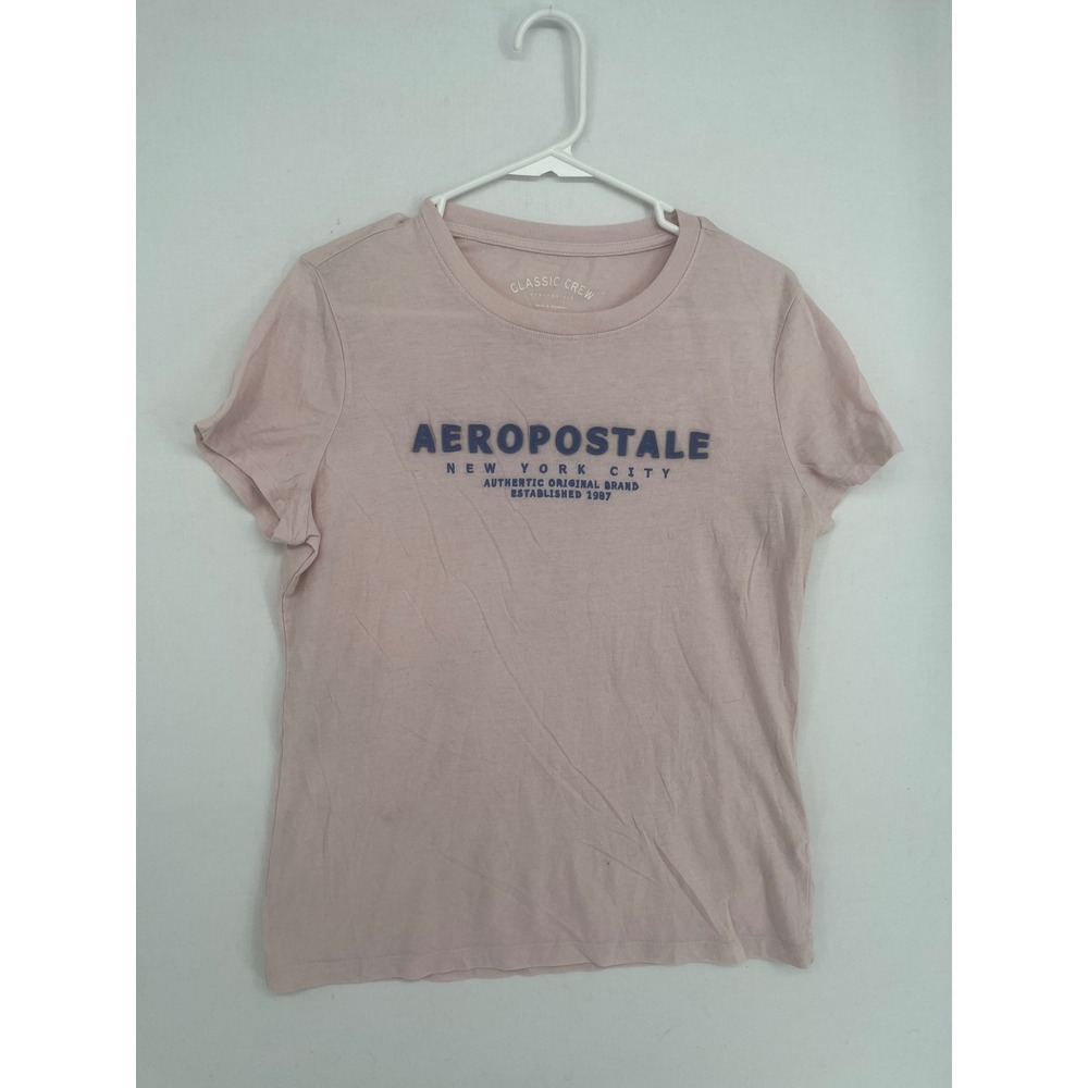 Aeropostale Womens Classic Crew T-Shirt Pink Graphic Logo Tee Size XL
